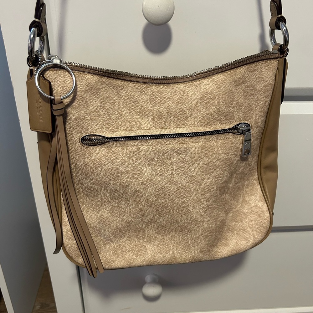 Coach Light Beige and Tan Crossbody Bag